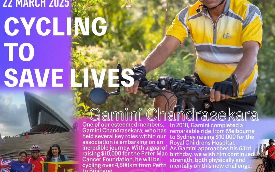 “Support Gamini Chandrasekara’s Epic Cycling Journey from Perth to Brisbane to Raise Funds for Peter Mac Cancer Foundation!”