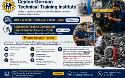 “Recruitment of Apprentices to Borella Regional Center – 2026”